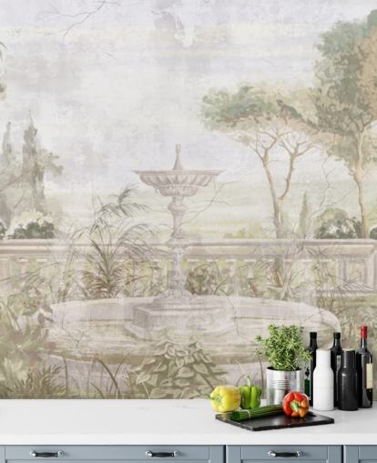 papier peint de peinture de jardin vieilli vert clair