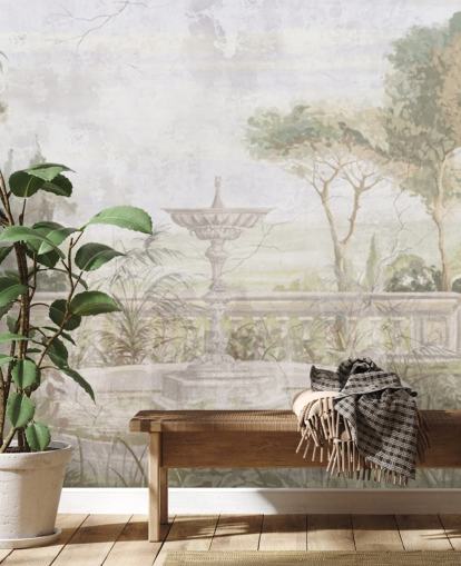 papier peint de peinture de jardin vieilli vert clair