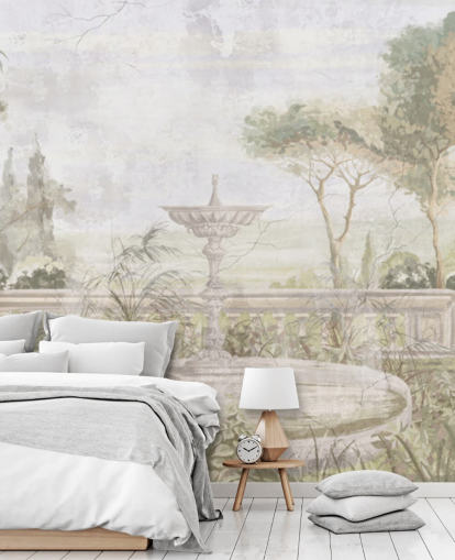 lys grønn alderen hage maleri tapet