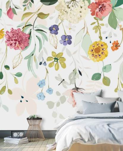 farverige blomster tapet