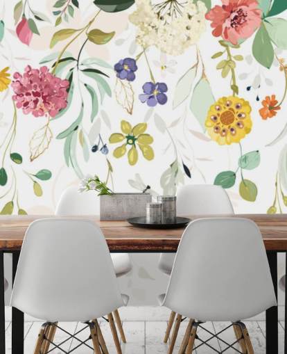papel pintado floral colorido