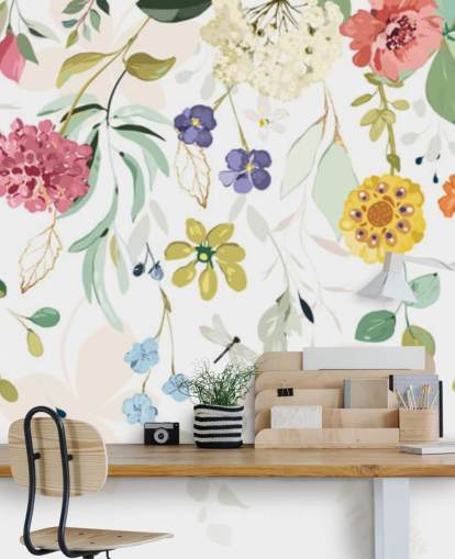 papier peint floral coloré