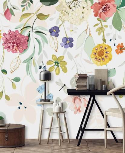 papier peint floral coloré