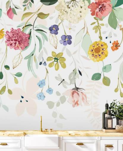 fargerik floral tapet