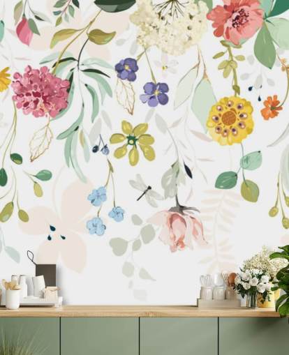 papel pintado floral colorido