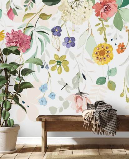 farverige blomster tapet