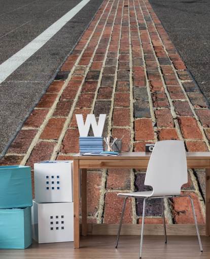 red and grey customisable american motorsport wallpaper mural called Kiss the Bricks at Indianapolis Motor Speedway for teen's bedrooms and offices