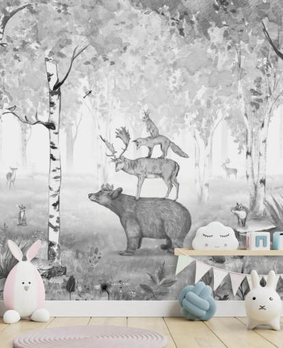 fondo de pantalla de animales y bosques en tonos monocromáticos