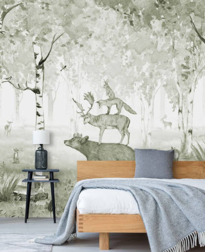 carta da parati verde e bianca con animali carta da parati verde e bianca con animali