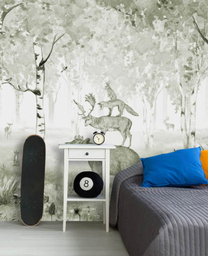 floresta verde e branca com papel de parede de animais floresta verde e branca com papel de parede de animais