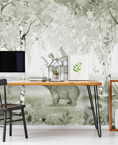 carta da parati verde e bianca con animali carta da parati verde e bianca con animali