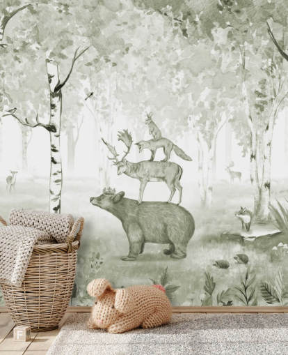 carta da parati verde e bianca con animali carta da parati verde e bianca con animali