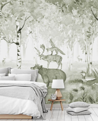 carta da parati verde e bianca con animali carta da parati verde e bianca con animali