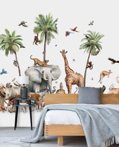 behang wilde dieren onder palmbomen behang wilde dieren onder palmbomen