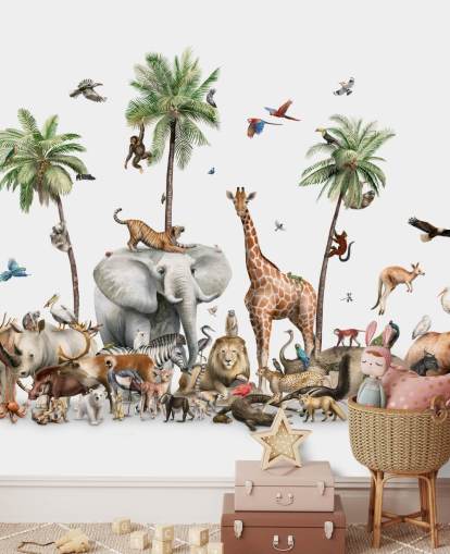 papier peint animaux sauvages sous les palmiers papier peint animaux sauvages sous les palmiers