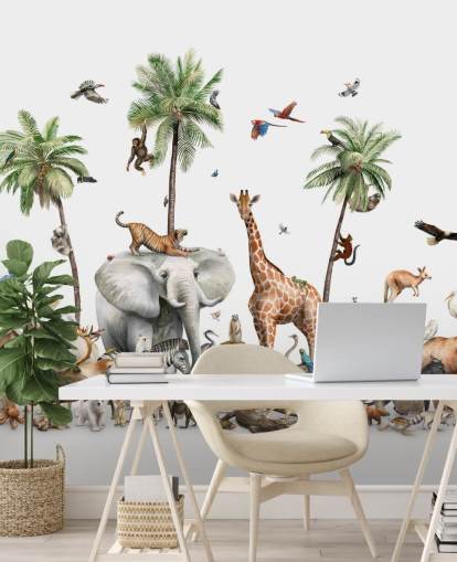 papier peint animaux sauvages sous les palmiers papier peint animaux sauvages sous les palmiers