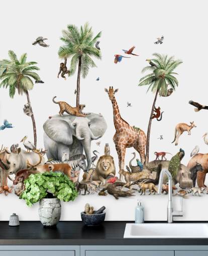 behang wilde dieren onder palmbomen behang wilde dieren onder palmbomen