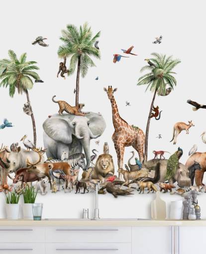 fondo de pantalla de animales salvajes bajo palmeras