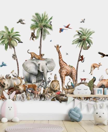 papel de parede de animais selvagens sob palmeiras