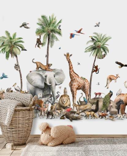 behang wilde dieren onder palmbomen behang wilde dieren onder palmbomen