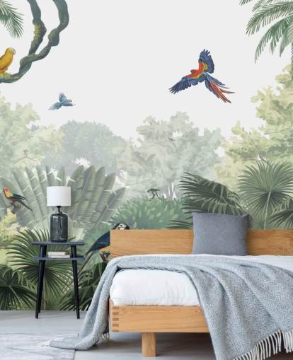 papel de parede de papagaio da selva tropical