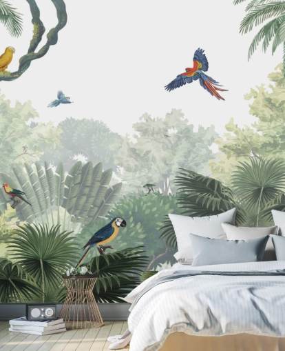 tropical jungle parrot wallpaper