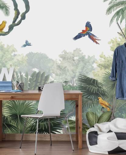 carta da parati pappagallo della giungla tropicale