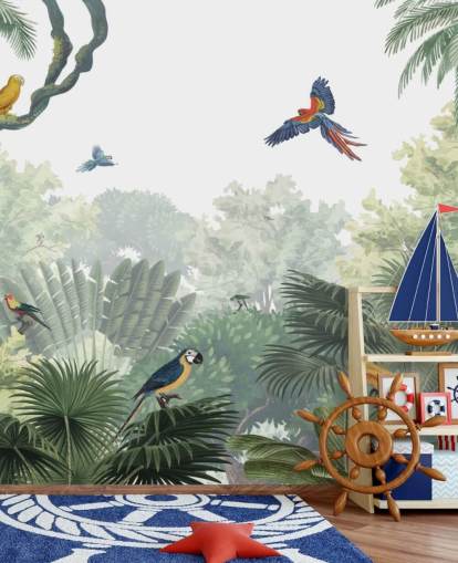 papier peint perroquet de la jungle tropicale