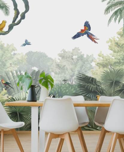 tropical jungle parrot wallpaper