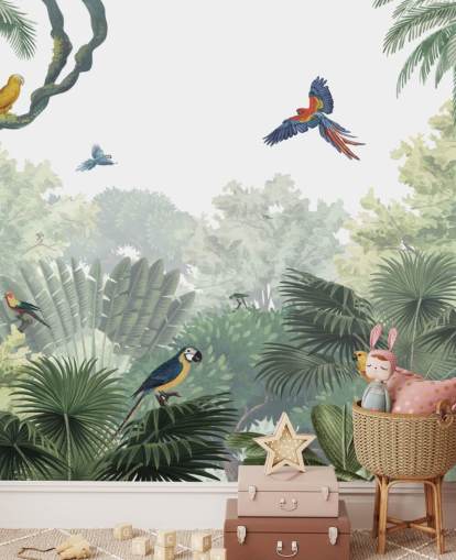 papier peint perroquet de la jungle tropicale