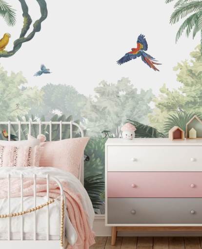 carta da parati pappagallo della giungla tropicale