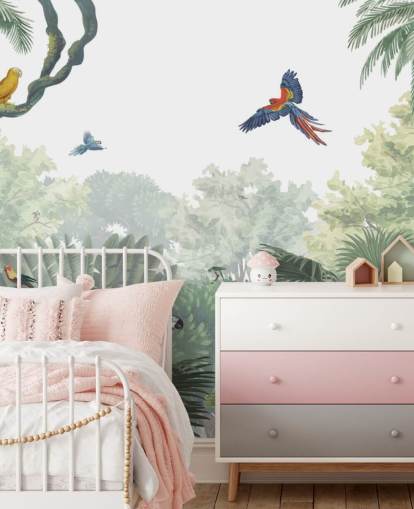 tropisk jungle papegøje tapet