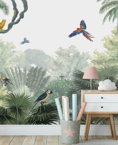 tropical jungle parrot wallpaper