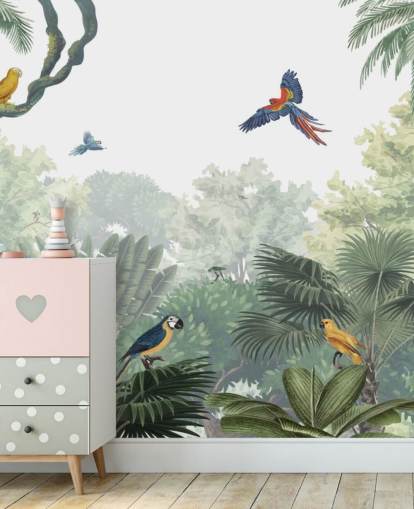 papel de parede de papagaio da selva tropical