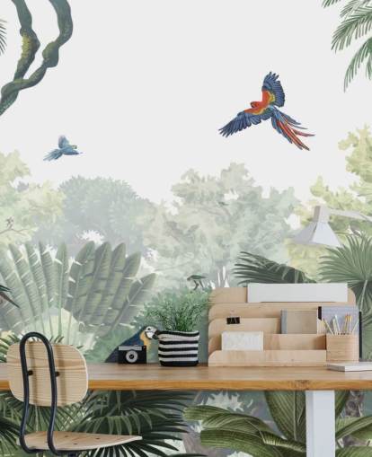 papier peint perroquet de la jungle tropicale