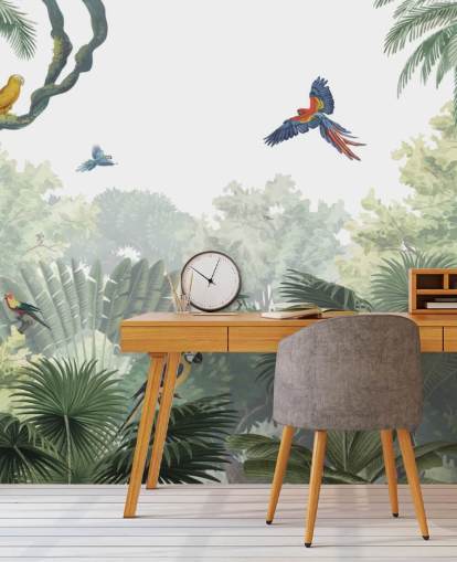 fondo de pantalla de loros de la selva tropical