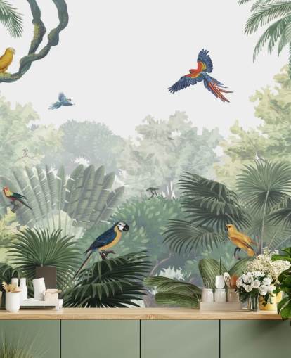 fondo de pantalla de loros de la selva tropical