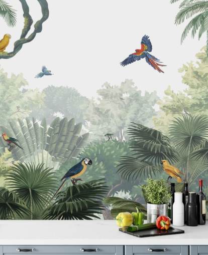 tropical jungle parrot wallpaper