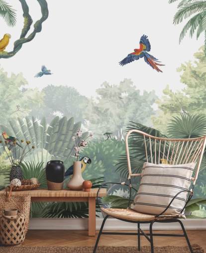 fondo de pantalla de loros de la selva tropical