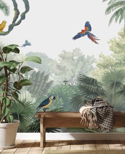 fondo de pantalla de loros de la selva tropical