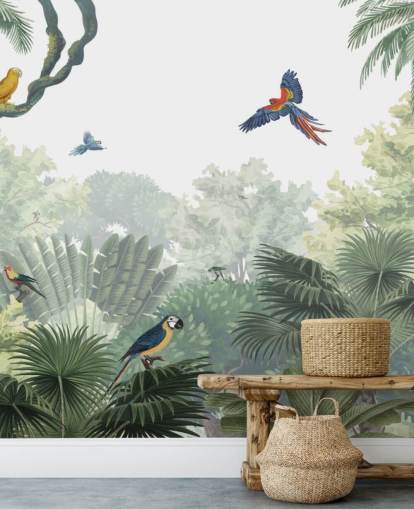 papier peint perroquet de la jungle tropicale