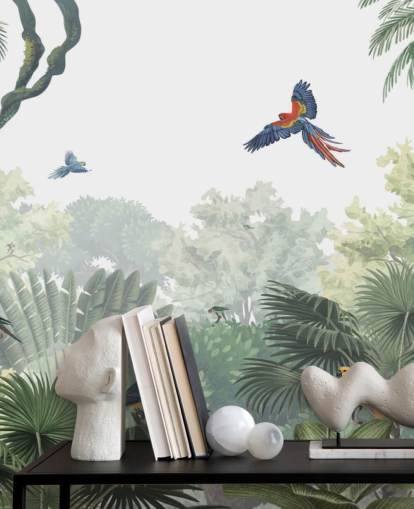 papier peint perroquet de la jungle tropicale