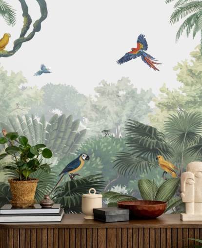 papier peint perroquet de la jungle tropicale