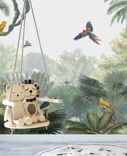 papel de parede de papagaio da selva tropical