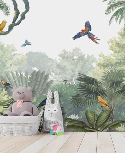 behang voor tropische junglepapegaaien behang voor tropische junglepapegaaien