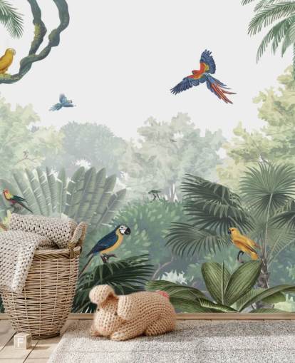 carta da parati pappagallo della giungla tropicale