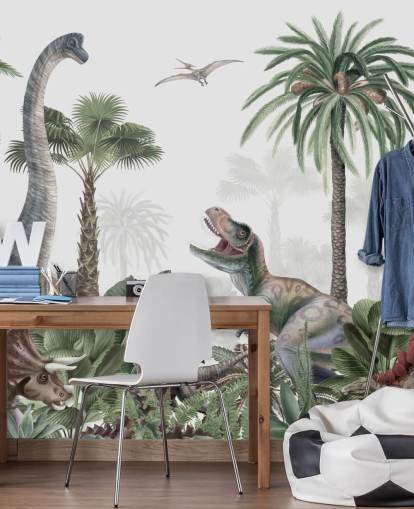 dinosaurs in jungle wallpaper