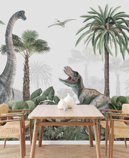 dinosaurs in jungle wallpaper