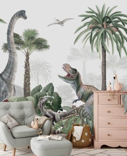 Dinosaurier im Dschungel Tapete