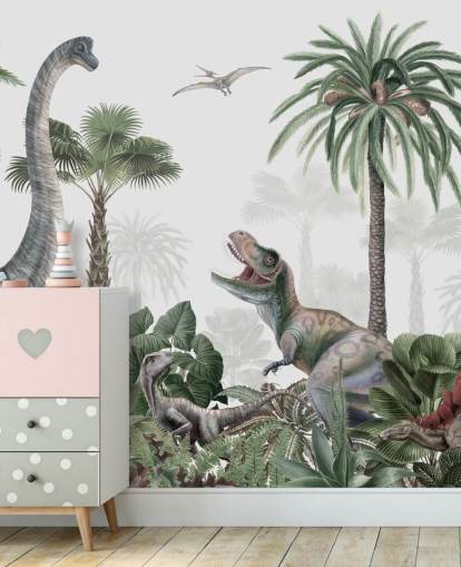 carta da parati dinosauri nella giungla